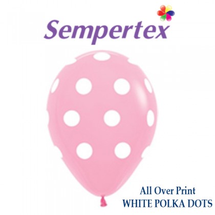 Sempertex All Over Print WHITE POLKA DOTS