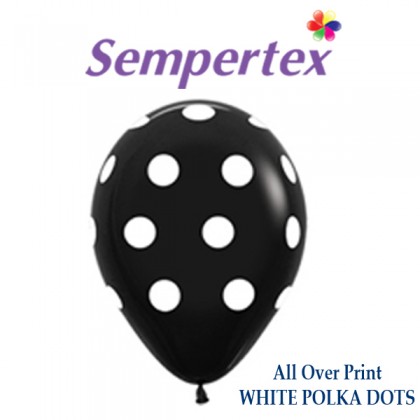 Sempertex All Over Print WHITE POLKA DOTS