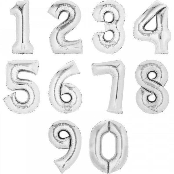 16 Inch Silver Numberic Foil Balloon