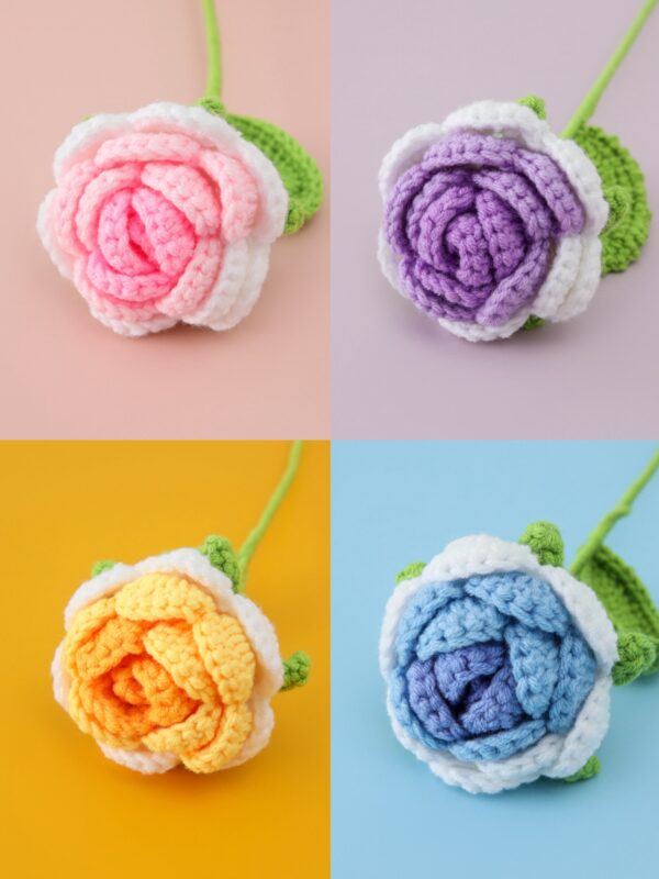 Knitting Gradient Rose Flower